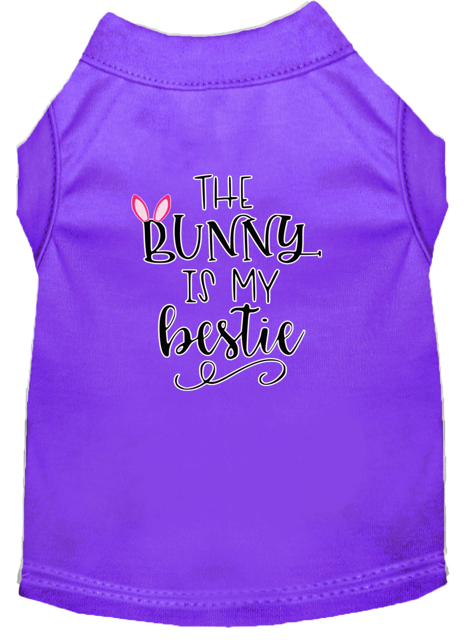 Bunny is my Bestie Screen Print Dog Shirt Purple Lg